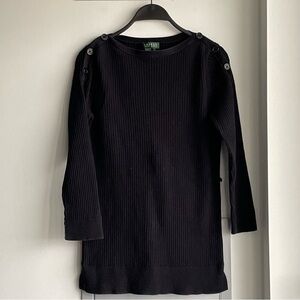 LAUREN RALPH LAUREN Black Sweater with Button Detail